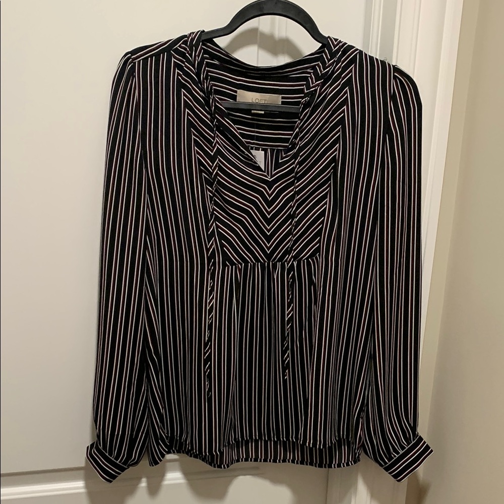 Loft Black and White Striped Women's Top